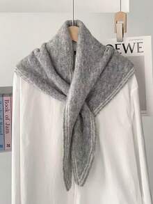 قطعة واحدة وشاح/شال مثلث من خليط الصوف المحبوك دافئ وعملي للنساء، مناسب للمواعيد والتسوق والخروجات اليومية