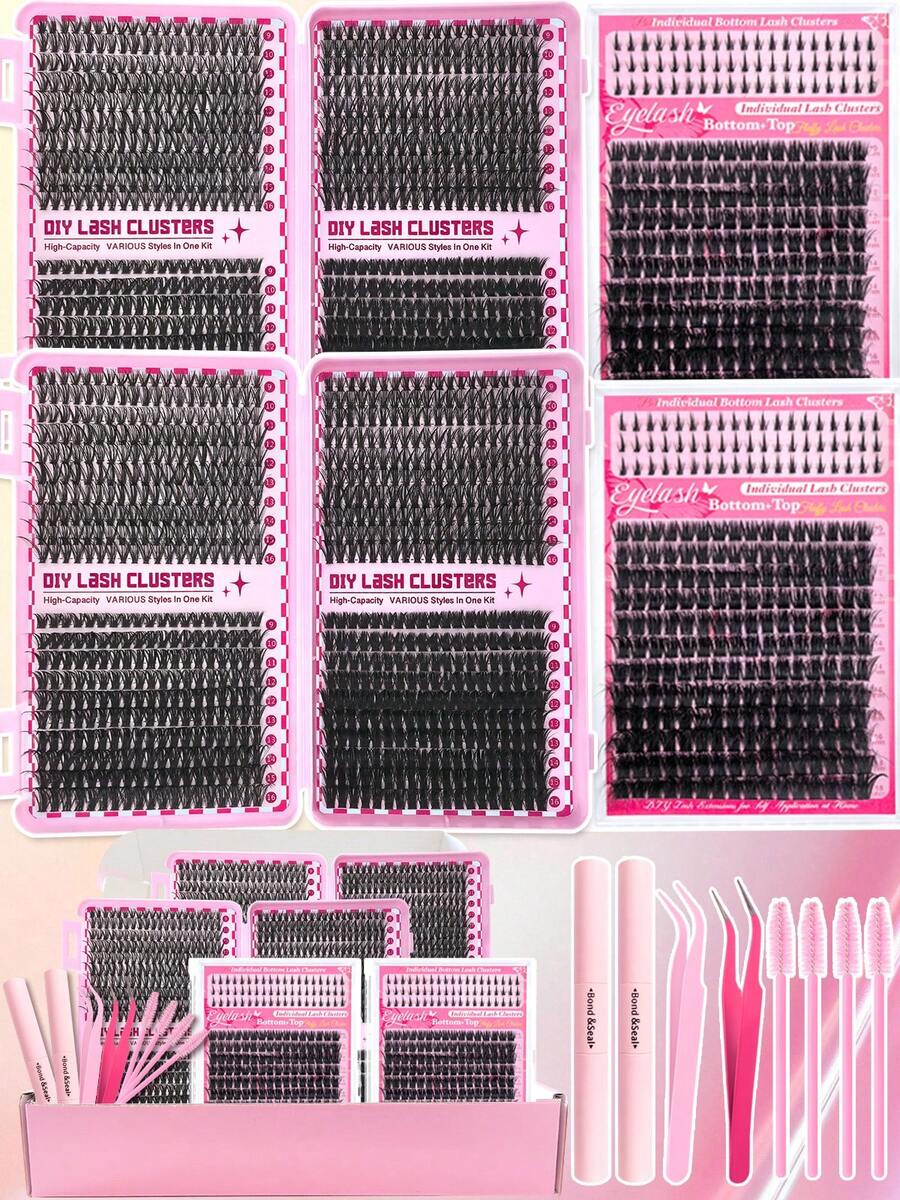 12pcs False Eyelashes Set, Including Super Dense/Extra Dense/Dense/Voluminous/Spiky/Lower Lashes, Waterproof, Suitable For Beginners And Experienced Users, Easy DIY At Home, Soft & Comfortable, Easy To Wear, Create Natural Makeup Look, Suitable For Daily Makeup - Black - View 1