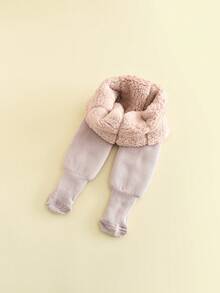 女童紧身打底裤，暖白色/黑色幼儿打底裤，婴儿裤