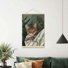 1 件装饰艺术猫帆布海报 - 现代复古无框墙壁艺术印刷品，适用于家庭办公室、客厅、卧室、厨房 - 浴室、春季和冬季室内动物主题壁挂。 - 彩色 - 查看 16