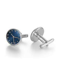 1对优雅时尚腕表设计男士袖扣，时尚商务配饰，节日礼物 - 白色 - 查看 4