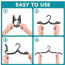 1/10pcs Portable Folding Travel Clothes Hanger With Storage Bag, Plastic Cruise Essential Garment Drying Rack, Suitable For Camping, Flight, RV, Europe Vacation, Black, Ultra-Compact, Space-Saving Design, Lightweight Yet Durable, Quick-Dry Organizer, Multi-Use Wardrobe Accessory For Luggage, Dorm, Backpacking, Caravan, Hotel Stay, Travel Kit Must-Have, Easy Clean, Non-Slip Racks, Foldable Hanger System For Garments, Shirts, Tops, Sleepwear And Soft Fabrics, Ideal Gift For Travelers And Vacation Enthusiasts - Black - View 2