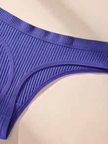 14 piezas de bragas tipo tanga de algodón acanalado multicolor y sexy para mujeres, ropa interior cómoda y minimalista, sin costuras, suave y amigable con la piel - Multicolor - Ver 11