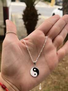 Tony Yin Yang Chain Plated In Genuine 925 Silver (Shipping In 24 Hours) - Bạc - Xem 3