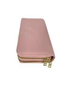 Women's Wallet With 2 Zippered Compartments, Hand Strap, Elegant Card Holder, Fashion Insurance, Assorted Logo Plate - 淺粉色 - 查看 4
