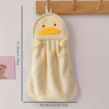 Cute Cartoon Duck And Penguin Hanging Towels - Soft Coral Fleece, Fade Resistant, Hand Wash Only, Grey, Yellow And Blue, Great For Bathroom Decor And Wiping Hands/Mouths Dish Cloths Kitchen Towel