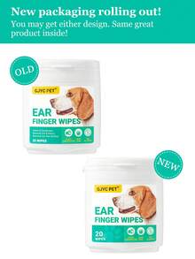 GJYC PET Dog Ear Wipes, Dog Ear Cleaner Finger Wipes For Dogs And Cats, 20 Counts Pet Ear Wipes, Soft & Easy Otic Cleaning Pads, Non-Irritating