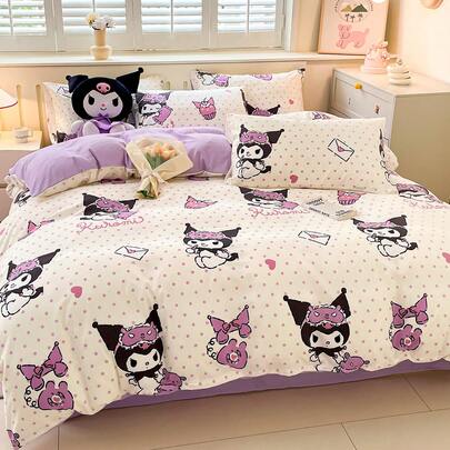 SANRIO Bộ chăn ga gối 2/3 món in hình dễ thương - Hello Kitty/Kuromi/Cinnamoroll/Pochacco (1 vỏ chăn + 1/2 vỏ gối, không kèm ruột chăn) Kích thước tiêu chuẩn, mềm mại và thoải mái, phù hợp cho ký túc xá, phòng ngủ gia đình, khách sạn, mọi mùa, có khóa kéo và vỏ gối, nhiều màu sắc, bộ chăn ga gối cỡ lớn, vỏ chăn cỡ lớn