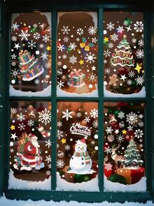 1 set autocolante de Crăciun pentru fereastră, autocolante detașabile statice pentru ferestre, decorațiuni de Crăciun pentru petreceri de sărbători în interior, decor pentru casă, decor pentru ferestre, decorațiuni de Crăciun, diverse stiluri