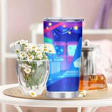 1pc 20 Oz Stainless Cup, Coffee Cups With Lids, Built To Last, Guaranteed, Water Bottle Insulated, Home Office Essential, Cosmic Cascade Chronicles