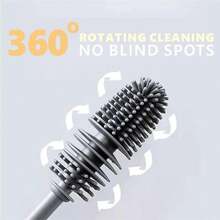 1 pieza - Cepillo de silicona con mango largo - Fácil de usar, duradero, adecuado para colores claros sensibles, versátil, usado para biberones, botellas, tazas de cocina y baño, herramientas de limpieza de tazas, herramientas de limpieza de botellas, mango ergonómico, material de silicona