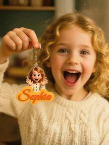 1pc Customized 3D Acrylic Keychain Personalized Photo Character Bag Charm Birthday Anniversary Gift - Multicolor - View 3