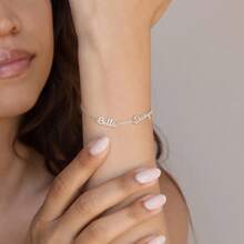 1-4pcs Customized Name Bracelet, Gold & Silver Dual-Tone Multi-Name Bracelet, Baby Christening Gift, Gift For Mom, New Year Charm Gift - Multicolor - View 6