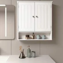Bathroom Wall Cabinet,Modern Wall Mount Bathroom Cabinet Organizer Over The Toilet Storage With 2 Doors Adjustable For Bathroom, Living Room, Kitchen, Entryway,Laundry Room Home Furniture.Storage Cabinet - white02 - 查看 3