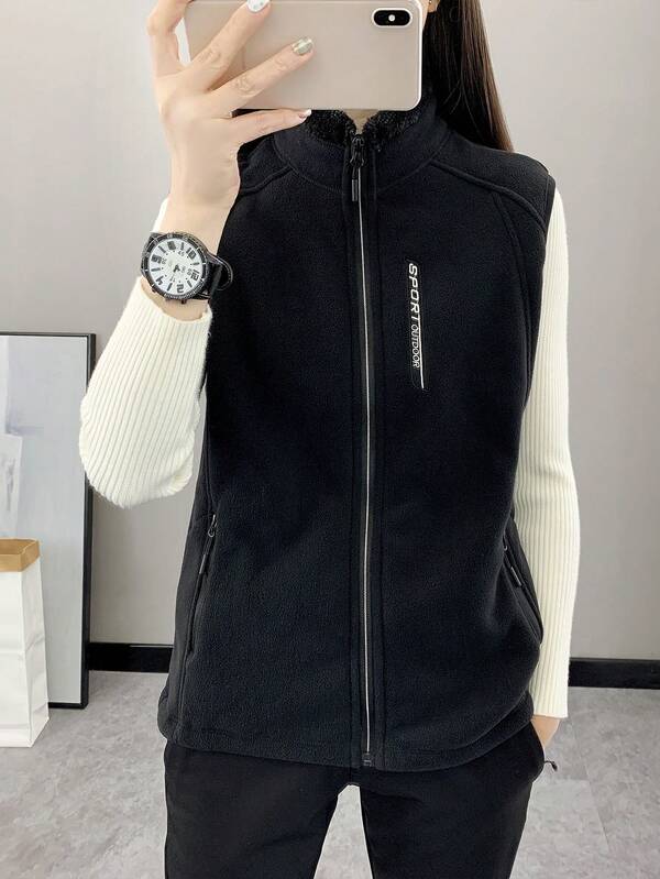 Giacca in pile da donna per uso all'aperto, con collo alto, imbottitura calda e traspirante, vestibilità slim, adatta per escursioni e sport, per primavera/autunno e inverno