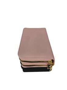 Women's Wallet With 2 Zippered Compartments, Hand Strap, Elegant Card Holder, Fashion Insurance, Assorted Logo Plate - 淺粉色 - 查看 2