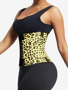 1 buc Brâu modelator cu imprimeu leopard pentru femei, Centură modelatoare pentru talie, Corset modelator pentru abdomen, Centură modelatoare triplă pentru femei și bărbați, Corset modelator pentru talie, Corset modelator pentru slăbire, Lenjerie modelatoare reglabilă pentru abdomen plat, Antrenor pentru talie, Controlul abdomenului, Potrivit pentru antrenament sau sport, Yoga, Purtare zilnică - Galben - Vizualizare 3