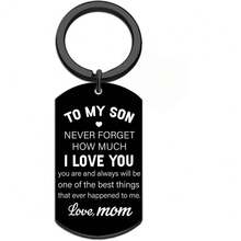1pc Son Gifts Inspirational Son Keychains Funny Gifts For Sons From Mom Birthday Christmas Valentine's Day Graduation Gift For Him - Black - View 4