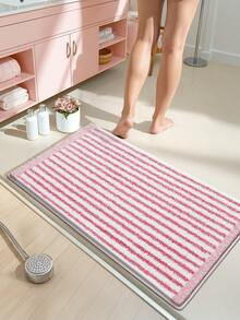 DAJIANG 1pc Flocked Bathroom Mat Carpet, Retro Floral & Rainbow Striped Bohemian Style Area Rug, Non-Slip TPR Bottom, Soft Absorbent Comfortable, Suitable For Bathroom, Shower, Kitchen, Living Room, Dorm, Dining Room, Home Decor, Festival Decor, Thick, Autumn/Winter, Thanksgiving Decoration Christmas Decor Kitchen Rug