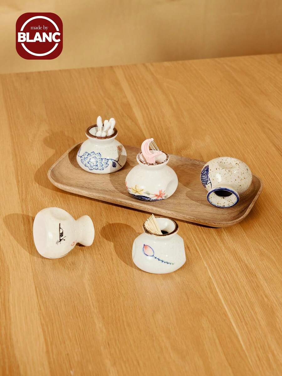 1pc Retro Ceramic Toothpick Holder - Creative Kitchen & Dining Room Decor, Suitable For Home And Restaurant Use - Multicolor - View 1