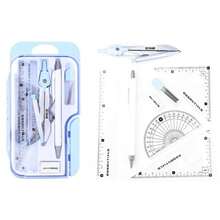 Multi-Function Ruler Compass Set Measuring Ruler Protractor Drawing Stationery Straight Ruler Pencil Compass Kit School Supplies