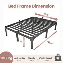 MAF 14 Inch Twin Size Bed Frame With Mattress Slide Stopper - Single Black Basic Anti Squeak Steel Slats Metal Platform, Heavy Duty Noise Free Easy Assembly Bedframes, No Box Spring Needed - 14寸 - 查看 16