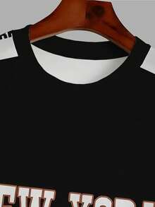 Maglietta con stampa di lettere per uomo taglia grande - Camicia elegante da festa per uomo alto, casual a girocollo a maniche lunghe, stile sportivo elegante