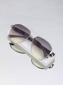 Nuevas gafas metálicas de doble haz con estilo retro, unisex, para uso en la calle, pasarela, viajes, versátiles, al aire libre, moda, casual, minimalista, adecuadas para mujeres y hombres, vacaciones, fiestas, negocios, personalizadas - Multicolor - Ver 8