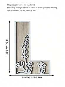 1 Pc Floral Wooden Letters Decor , Wood Alphabet With White Flower Patterns, 26 Letter Custom Name Decoration, Home Decor For Living Room, Bedroom, Entryway, Nursery, Wedding, Party Decoration