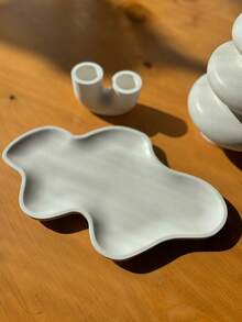 1PC 不对称弧形托盘硅胶模具 DIY 云朵托盘储物盘石膏模具家居装饰摆件环氧树脂模具工艺品生产铸造模具 - 白色 - 查看 12