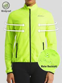 Qualicos Women's Lightweight Breathable Full Zip Cycling Jacket, Outdoor Sports Reflective Long Sleeve Sportswear With Reflective Stripes And Back Pocket, Suitable For Cycling, Running, Hiking - Mustard Yellow - View 8