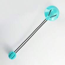 1 pieza Bola con ventosa de color rosa, verde y azul para mascotas perros, juguete de mordedura resistente, limpieza de dientes y reducción de aburrimiento para entrenamiento en solitario