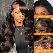 42Inch 250% Density Natural Black Color 13x4 Lace Front Wigs Human Hair Body Wave HD Lace Front Wigs Human Hair Pre Plucked With Baby Hair Natural Color Human Hair Lace Frontal Wigs For Women - Natural Black - Xem 2