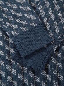 Men's Casual Retro Jacquard Crew Neck Long Sleeve Knit Sweater, Autumn/Winter, European/American/Asian Style