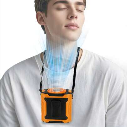 4000mAh USB Wearable Neck Fan, Portable Rechargeable Waist Clip Fan For Hiking, Fishing, Camping,