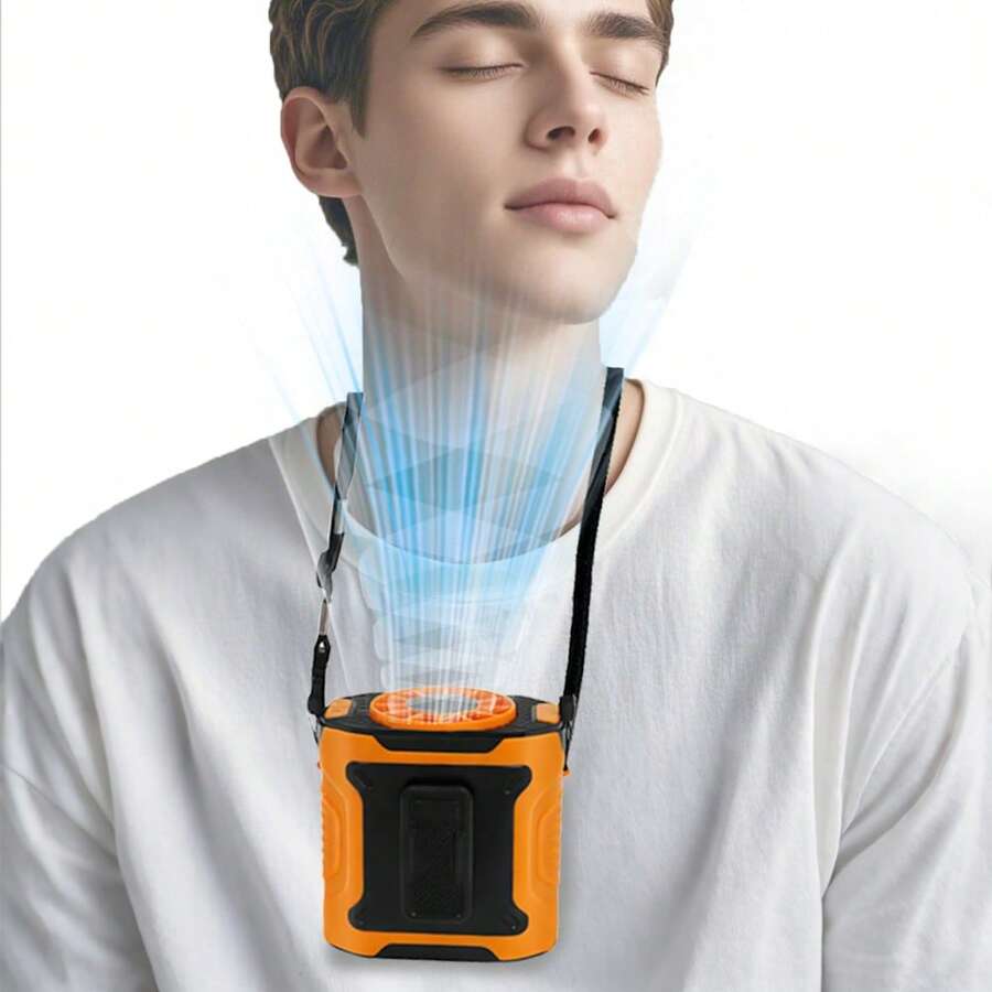 4000mAh USB Wearable Neck Fan, Portable Rechargeable Waist Clip Fan For Hiking, Fishing, Camping,