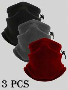 Musion 1pc Multifunctional Fleece Neck Warmer, Windproof And Breathable Face Mask, Suitable For Winter Skiing, Fishing, Hiking, Cycling - Black - View 12