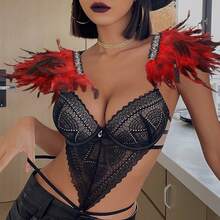 Damen künstliche Federn Schulter Abzeichen Schulterriemen Flügel Dekoration Punk Halloween Gothic Karneval Mode Accessoires - Verschiedenfarbig - Übersicht 11