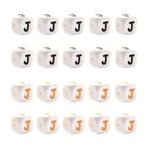 10pcs 12mm Simple Style White Base Black Letter + White Base Gold Letter Silicone Beads, DIY Jewelry Making Initial Letter Festival Gift Decorative Beads