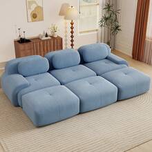 81.8"/117.3"/152.7" Modular Sectional Sofa, Corduroy Boneless Sofa With Deep Seat And Button Tufted Cushions, Comfy Cloud Sectional Loveseat Couches For Living Room Bedroom, No Assembly - 藍色 - 查看 17
