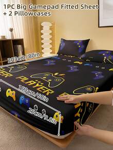 2/3 Pcs Printed Fitted Sheet Set, Bedding, Bed Sheet Set, Soft And Comfortable Bedding, Room Decor, Mother's Day Decor, Skin-Friendly Bed Cover Set For All Season, Domitory Bedding Set, Mattress Protector For Bedroom, Mother's Day Gift, Fits For Twin Full King Queen Size Bed, 1 Fitted Sheet And 2 Pillowcases, Back School Bedding, Machine Washable - 彩色 - 查看 53
