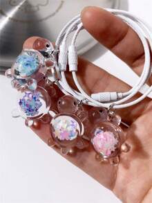 1pc Cartoon 3D Whale & Colorful Sequin Turtle Zinc Alloy Keychain, Couple Accessory, Ocean Theme Souvenir, Daily Decoration