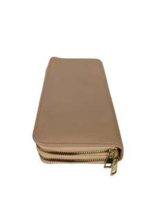 Women's Wallet With 2 Zippered Compartments, Hand Strap, Elegant Card Holder, Fashion Insurance, Assorted Logo Plate - 卡其色 - 查看 4