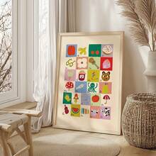 1 peça tela 2D sem moldura inspiradora estilo art déco retrô retrato orientação decoração de parede, tema de alfabeto e números, cores brilhantes, design educacional ABC e 123, com material de tela, para decoração de sala de aula, escritório em casa, adequado para todas as idades