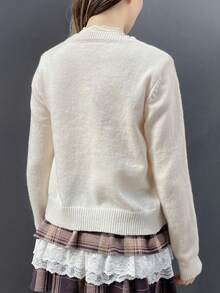 Cárdigan de mujer de un solo pecho, de manga larga, elegante y vintage, suéter sólido de lana tejida para otoño e invierno, básico para volver a la escuela y estilo Y2K