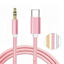 尼龙编织 AUX 音频线，Type C 转 3.5mm 高品质车载扬声器连接线，兼容 16 Pro Max/16 Pro/16 Plus/16/15 Pro Max/15 Pro/15 Plus/15，Type C 适配器耳机延长线 - 彩色 - 查看 7