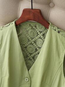 Taille Korsett mit Spitzen-Patchwork, modischer eleganter ärmellose Leinen-Spitzen-Patchwork Weste, geeignet für Dates, Büro, Rückkehr zur Schule, Partys, Reisen, Frühling/Herbst/Winter