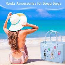 Inserts Hooks Accessories For Bogg Bags, Charms Key Holder Carabiner, Pouch Earphone Tassel Keychain Cup Holder Attachment Compatible With Simply Southern Rubber Beach Totes - White - trắng - Xem 3