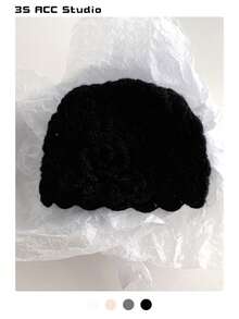 1pc Floral Headband Hat For Women, New Autumn/Winter Style, Versatile, Face-Framing, Warm, Handmade Crochet Flower, Sweet Retro, Knitted Beanie Cap - Multicolor - View 18