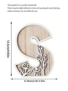 1 Pc Floral Wooden Letters Decor , Wood Alphabet With White Flower Patterns, 26 Letter Custom Name Decoration, Home Decor For Living Room, Bedroom, Entryway, Nursery, Wedding, Party Decoration